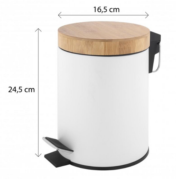 Кошик для сміття YOKA BIN WHITE BAMBOO 3л. для ванної кімнати SUP-01-CH.BIN-WHT фото